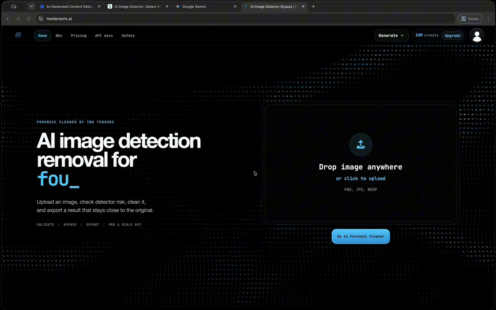 Forensic Cleaner sign-in and landing screen